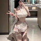 Sexy Uniforms Cute Student Maid Mini Dress Elegant Halter Neck T Shirt Sweet Hot Sexy