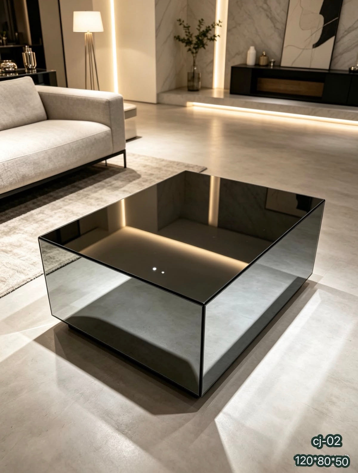 MFURN Minimalist Square Mirrored Block Coffee Table-Various Colour