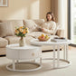 MFURN White Coffee Tables, Nesting Coffee Tables Set of 2, Nest of Table with Storage Drawer, Modern Centre Table with Rock Slab and Metal Frame Legs for Living Room, Office, Apartment