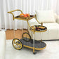 MFurn 3-Tier Rolling Bar Cart – Mirrored Glass Shelves with Wheels