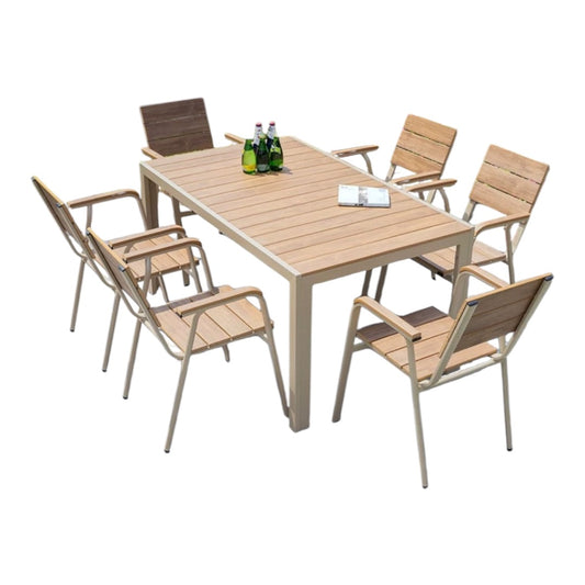 MHome 7-Piece Outdoor Patio Dining Set – Aluminum Table & 6 Chairs