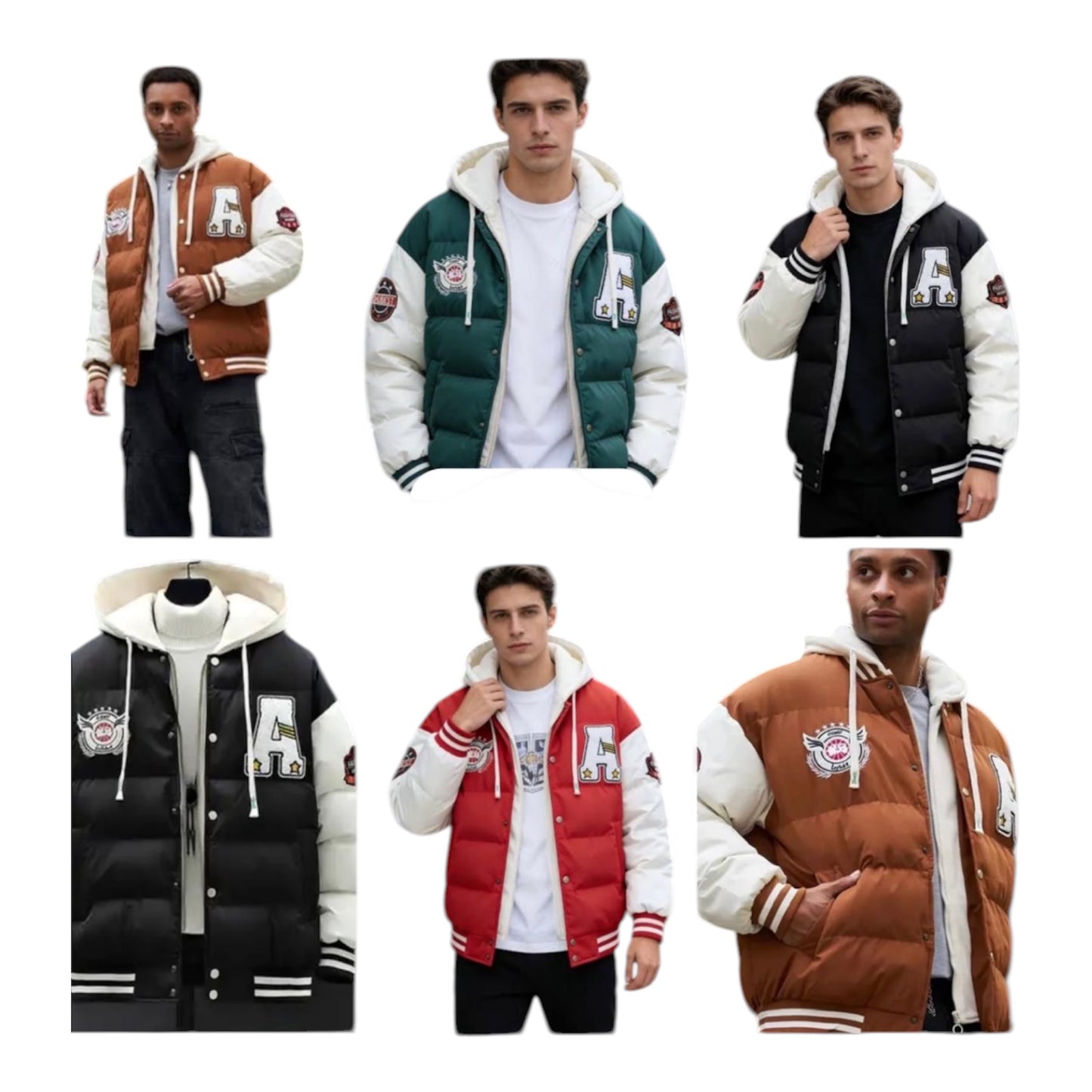 Men’s Windbreaker Drawstring Hooded Puffer Coat-Various Colours