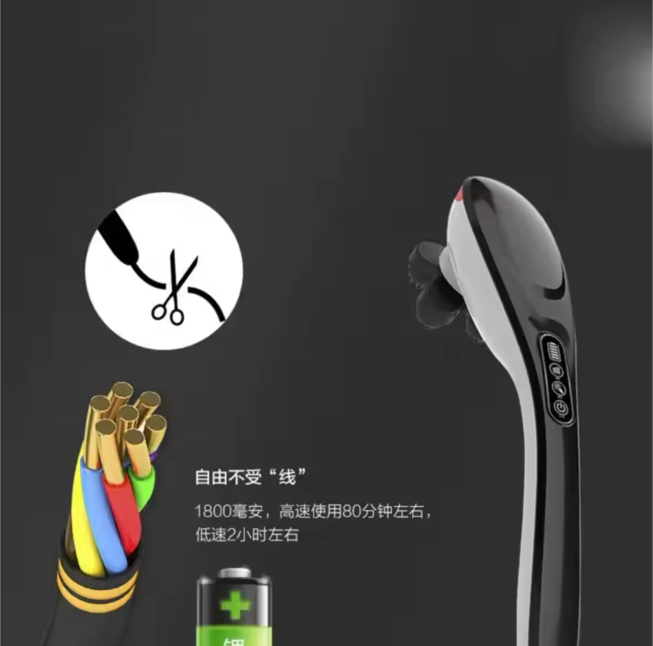 Cordless Handheld Back Massager,Rechargeable Electric Deep Tissue