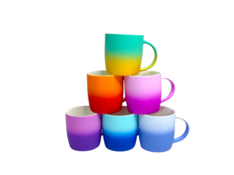 Matt Holographic Ombre Coffee Mug| Modern Art | Minimal Design | Ideal for Home Décor & Gifting.Vibrant Colours x 6pc Set