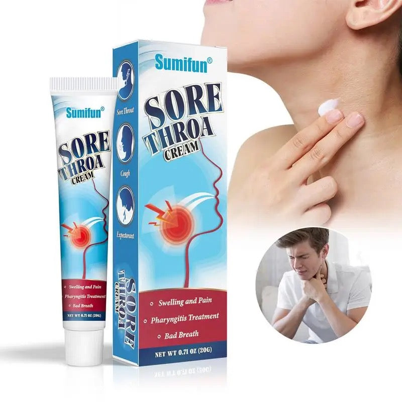 Sumifun Sore Throat Cream Cough Pharyngitis Medical Ointment Dry Itchy Neck Pain Relief Bad Breath Soothing Chinese Medicine - 20g