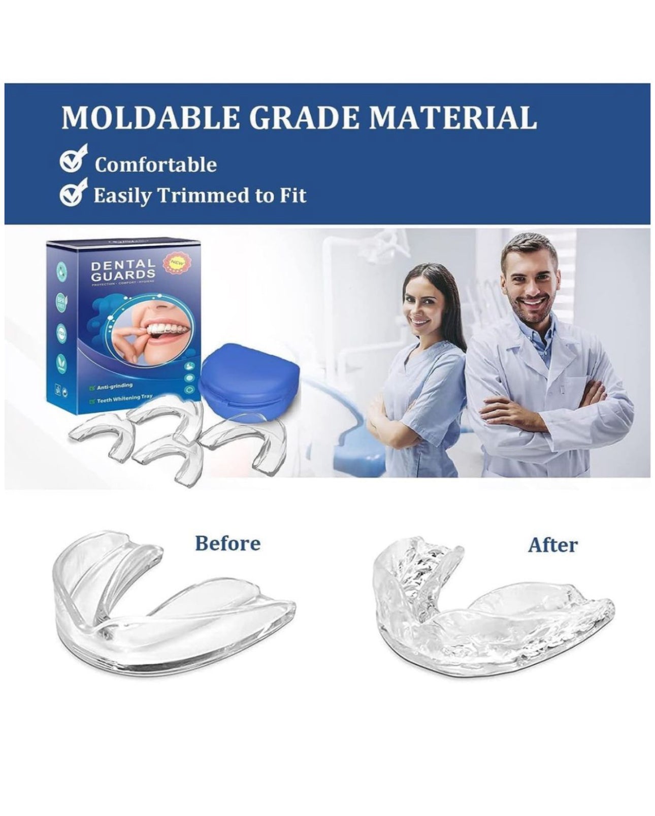 Dental Guard for Clenching Teeth at Night – 4pc Night Guard for Teeth Grinding & Anti-Snoring