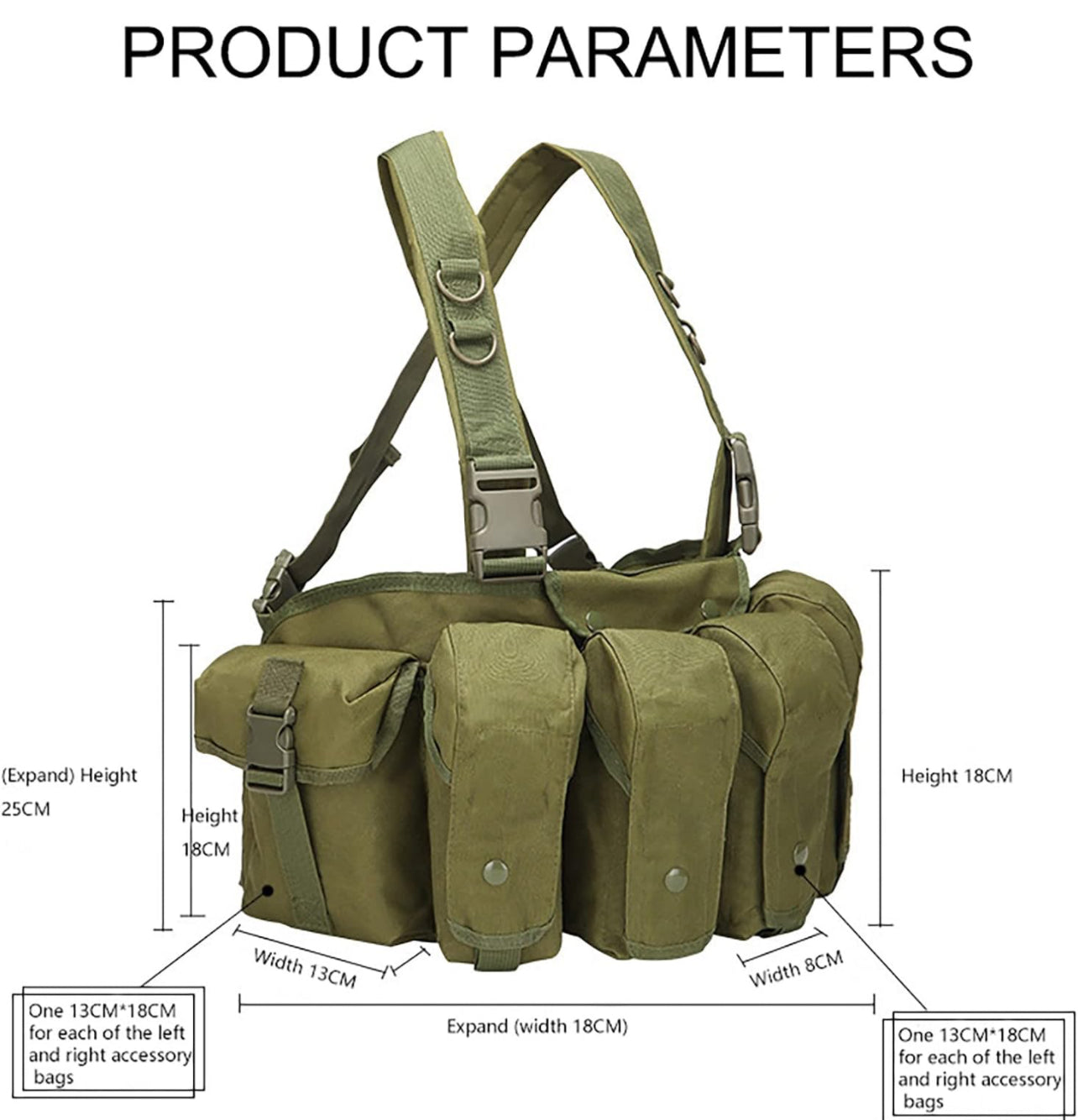 Lightweight Tactical Vest, Multi-Pocket Magazine Pouch, Outdoor Game Hunting Vest, Airsoft/Paintball Equipment, Men'S/Women'S Military Equipment Package,green