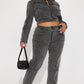 Ladies Washed Grey Denim 2pc Jacket/Jeans