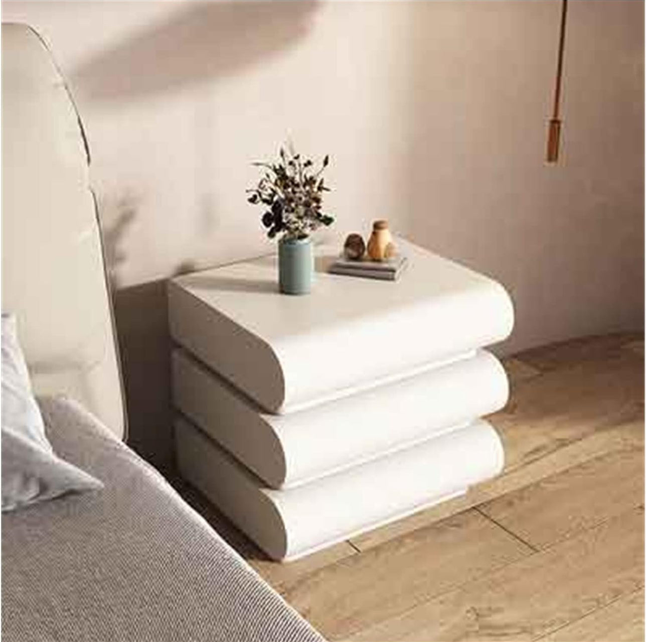 MFurn French Style Bedside Table with Three Drawers, Lightweight Luxury High End