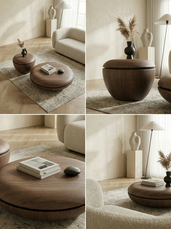 MFURN Designer Coffee Table Set 2pc Walnut