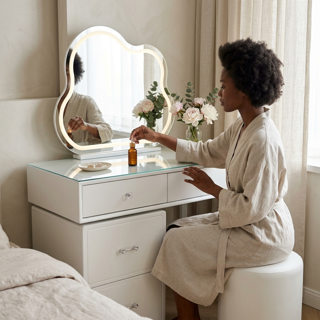 MFURN Modern Dressing Table With LED Mirror