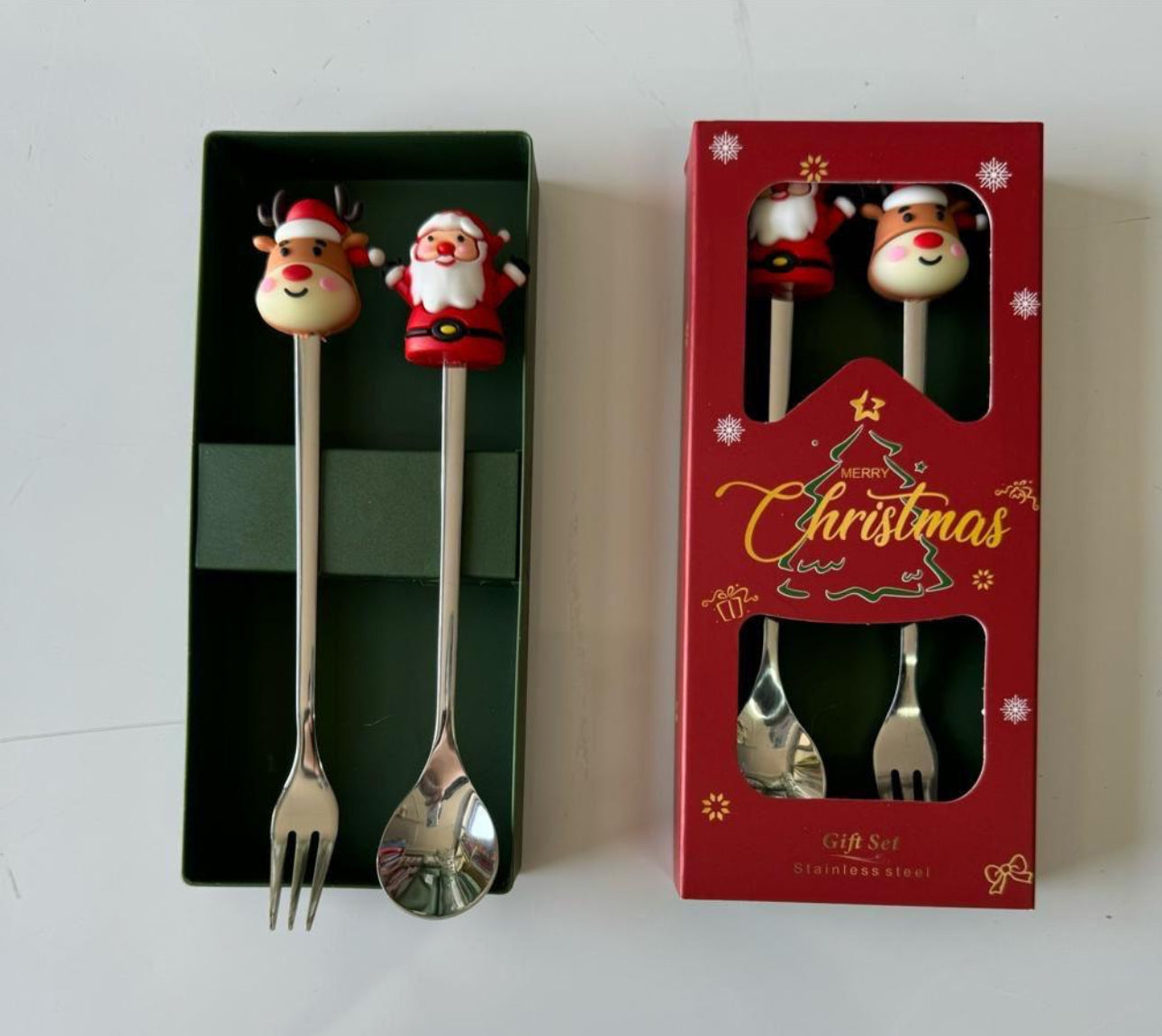 MHome Christmas Cutlery Set 2pc In Gold Or Silver – Festive Fork And Spoon Gift Set