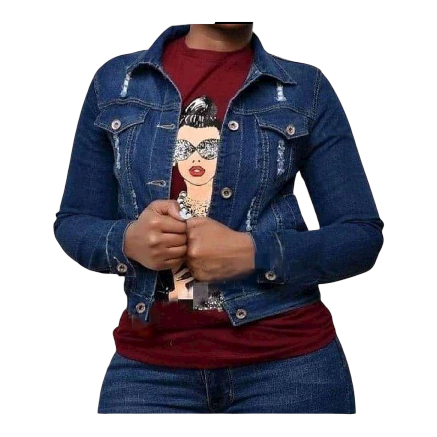 Ladies Crop Top Denim Jacket