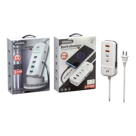 66W 4 Ports USB PD Mobile Phone Chargers Socket Type C High-speed Charging Extension Cable Cord QC3.0 Adapter