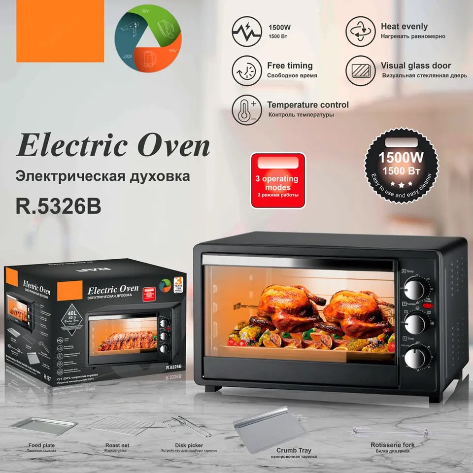 RAF Household Multifunction Oven  40L Large Capacity 2Color 1500W Fully Automatic Intelligence  Visual Electric Oven