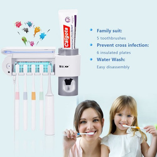 MHome Ultraviolet Sanitiser & Toothbrush Holder With Toothpaste Dispenser