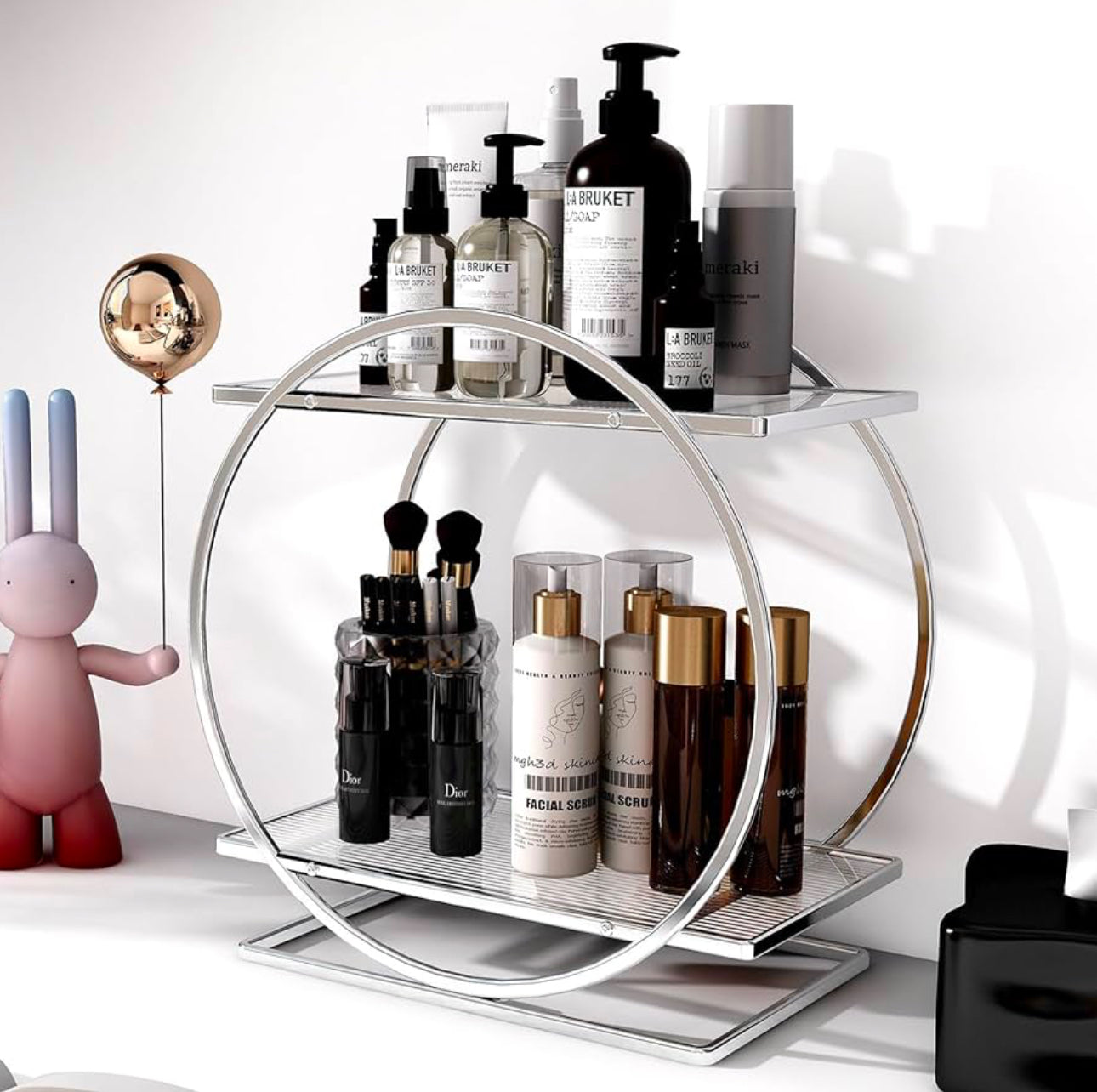 Bathroom Counter Organizer, 2 Tier Perfume Organizer for Dresser, Makeup Organizer Countertop for Vanity, Skincare Organizer Perfume
