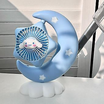 Desktop Fans Moon Electric Fan Kawaii Girl Heart Mute Luminous Usb Charging Portable Rechargeable Summer Gifts