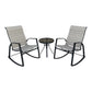 MFurn Milan 3Pc Patio Bistro Set – 2 Rocking Chairs & Glass Coffee Table