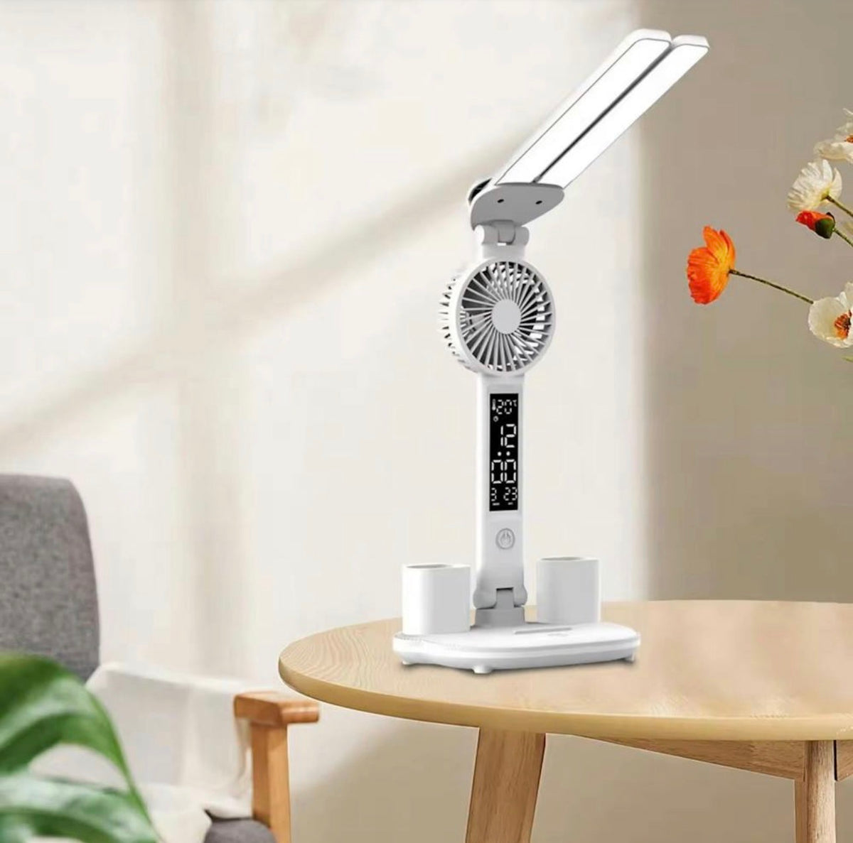 MTech 4-1 Table Lamp with Fan Pencil Holder Double Head Office Lamp USB LED Desk Lamp Plug in Home & Garden | Lamps, Lighting & Ceiling Fans