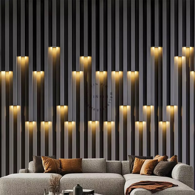 MHOME 3D Modern WPC Wall Panels With LED Lights