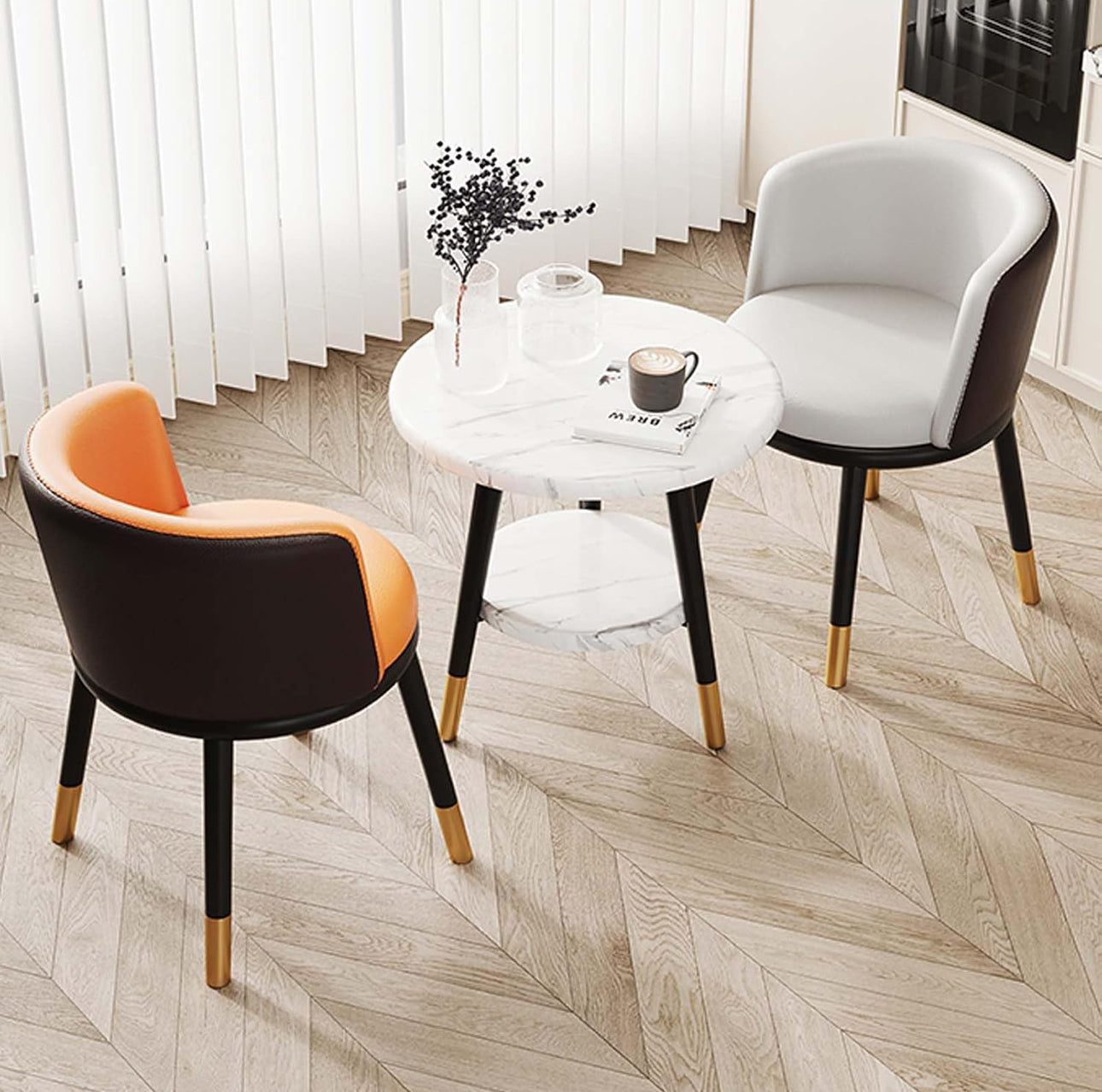 MFurn Dining Chairs Set of 2, PU Leather High Back Dining Room Kitchen Side Chair ForHome/Living Room/Bedroom/Office-Various Colours Available