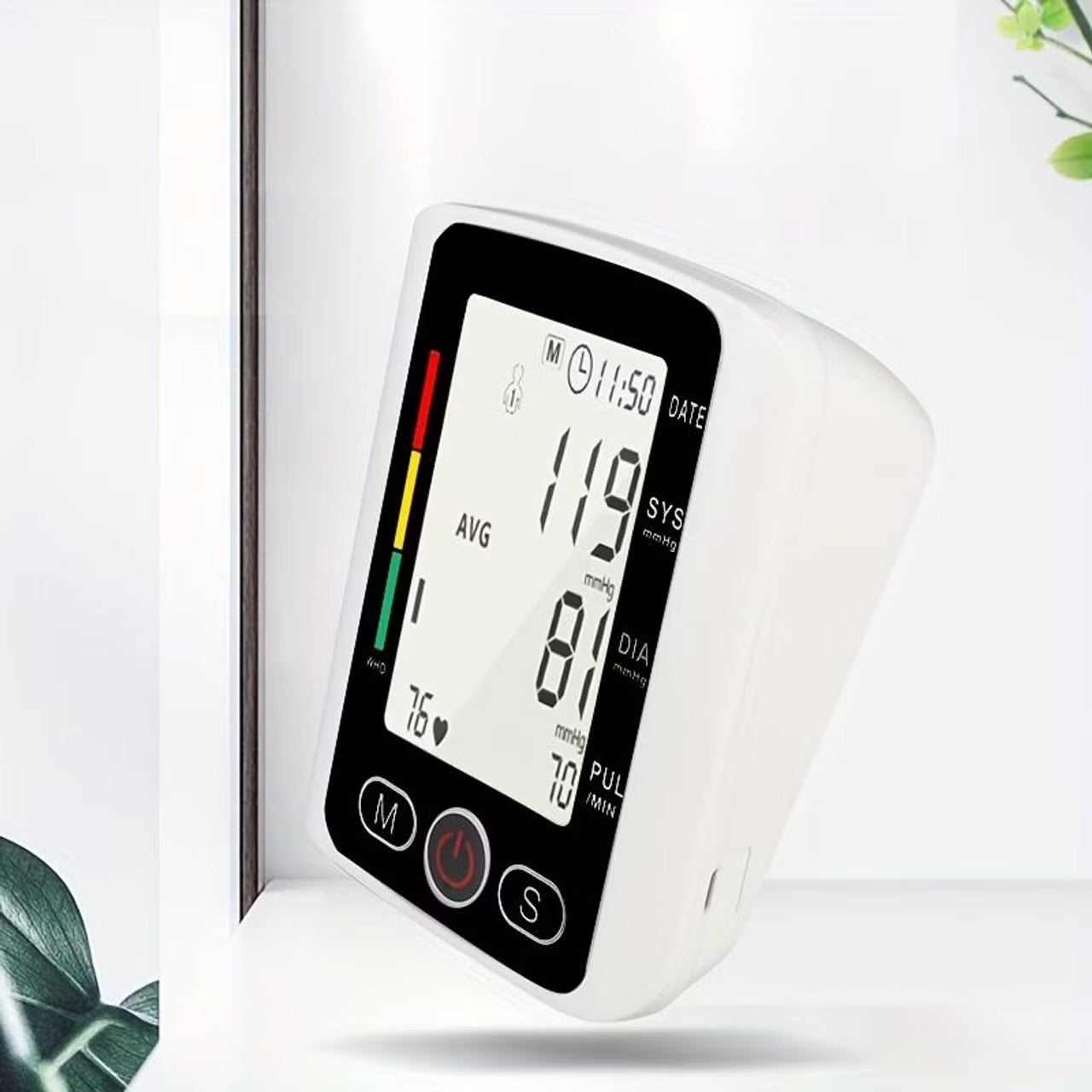 Blood Pressure Monitors Large Screen for Home use with Cuff Arm,Automatic Blood Pressure Machine Upper Arm for 2 Users BP Machine with Battery, White