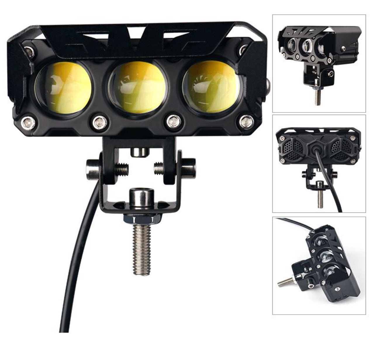 Motorcycle LED Spotlights High And Low Beams Two-Color Lens Headlights