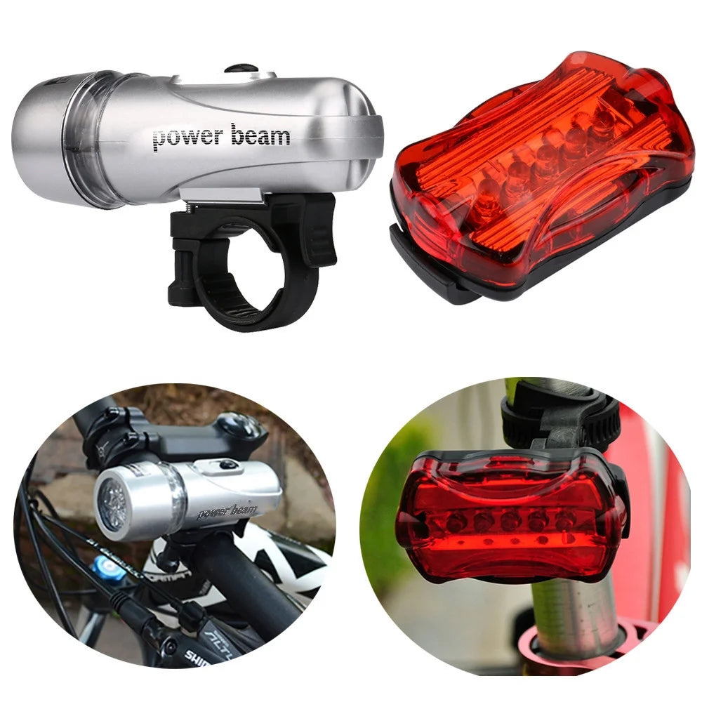 Waterproof Bright 5 LED Bike Bicycle Cycle Front and Rear Back Tail