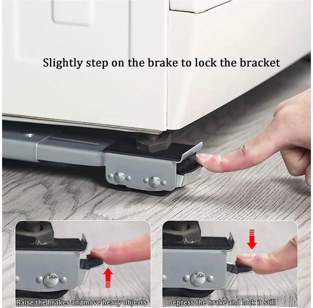 MHome Appliance Rollers - Adjustable & Expandable Washing Machine Base - Steel Furniture Mover with Locking Brakes - Universal Mobile Roller Trolley for Fridge, Washer.