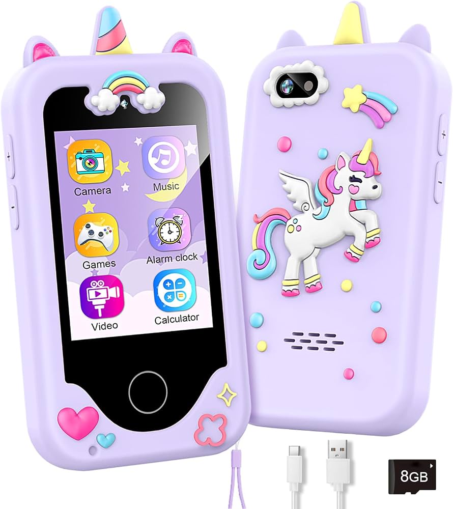 MTech
Kids Phone for Girls Toys, Gifts for 3-12 Year Old Girls Boys Christmas Birthday Kids Toys, Touchscreen Toddler Learning Cell Toy Phone with Dual Camera, Game, Music Player, 8GB Card