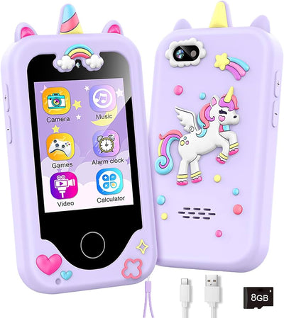 MTech
Kids Phone for Girls Toys, Gifts for 3-12 Year Old Girls Boys Christmas Birthday Kids Toys, Touchscreen Toddler Learning Cell Toy Phone with Dual Camera, Game, Music Player, 8GB Card