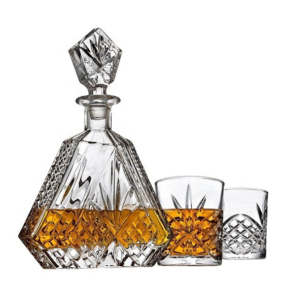 MHome Crystal Whiskey Decanter Set With 6pc Whisky Glasses for Liquor Scotch Bourbon Set