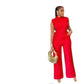 Ladies Elegant Matching Top/Wide Bottom Pants 2pc Set