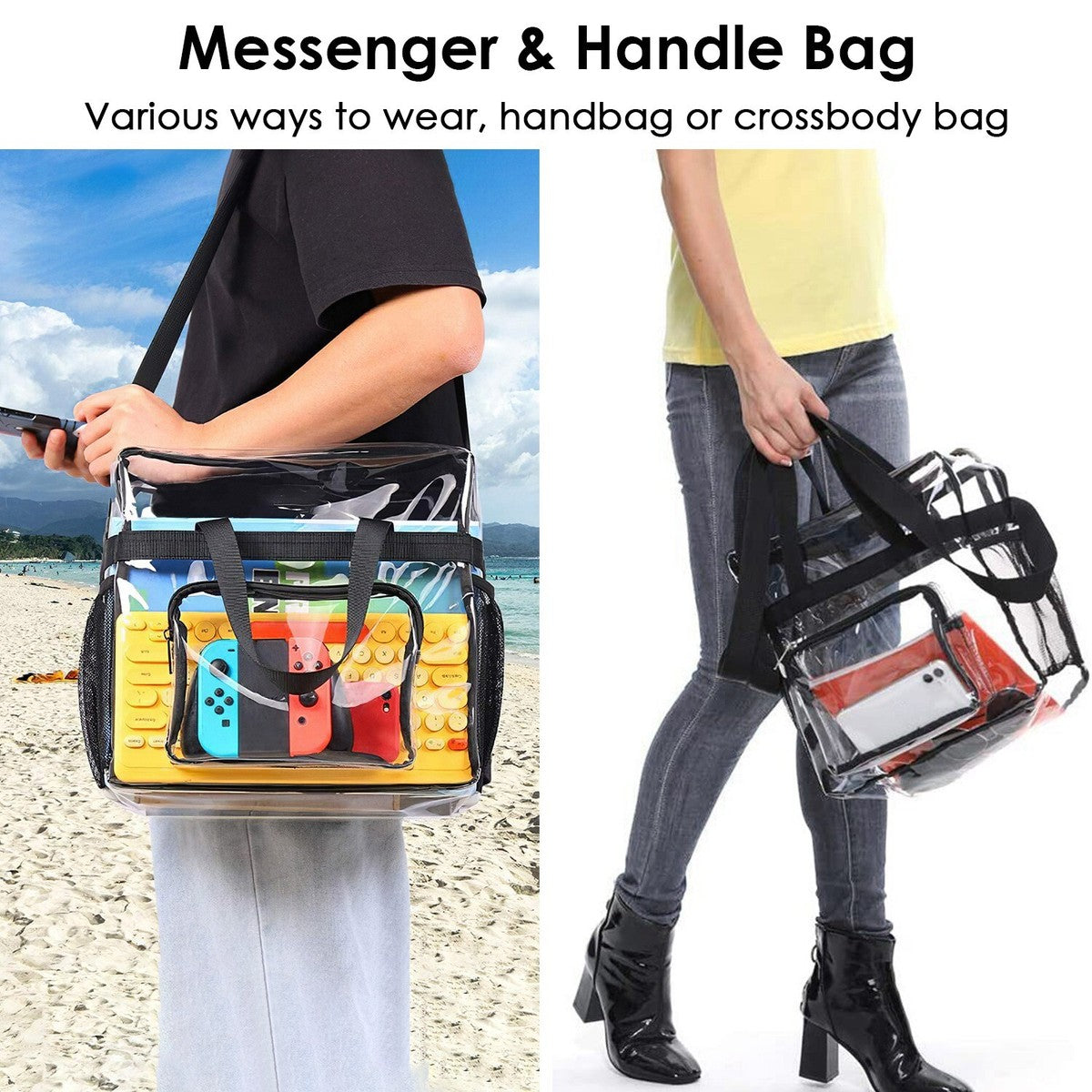 Clear Shoulder Crossbody Bag Stadium Approved See Through Transparent Handbag