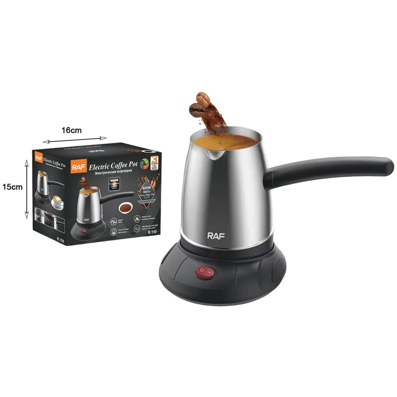 RAF R.150 Electric Coffee Pot 600W - 500ml Stainless Steel Turkish Coffee Maker