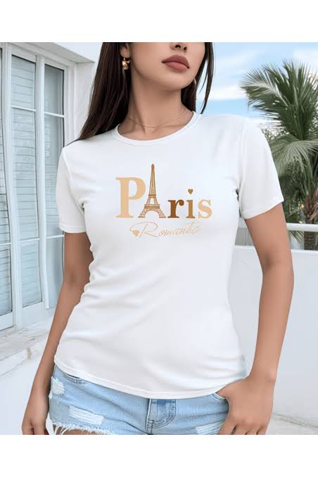 Ladies Paris Eiffel Tower T Shirt -Various Colours
