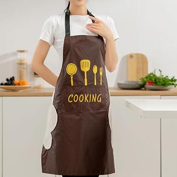 MHome Waterproof Kitchen Aprons for Women, Cooking Apron for Cooking, Baking, Chefs Apron with Pocket, Premium Aprons as a Gift for Mum, Wife, Girlfriend, Grandma-Various Colours