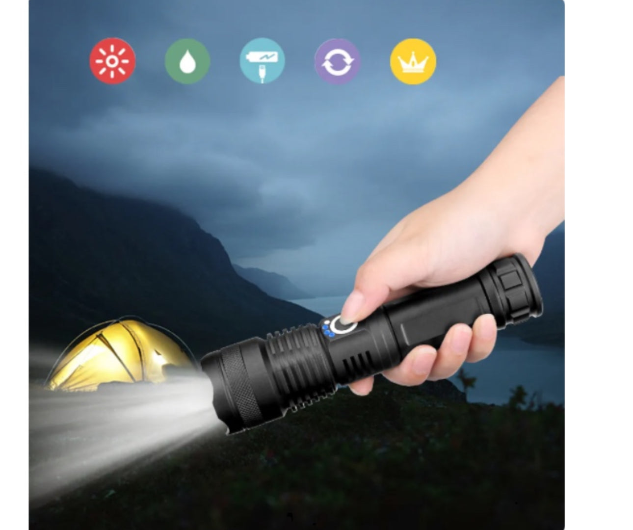 Ultra High Power LED Flashlight Camping Waterproof Zoomable Torch-DB45