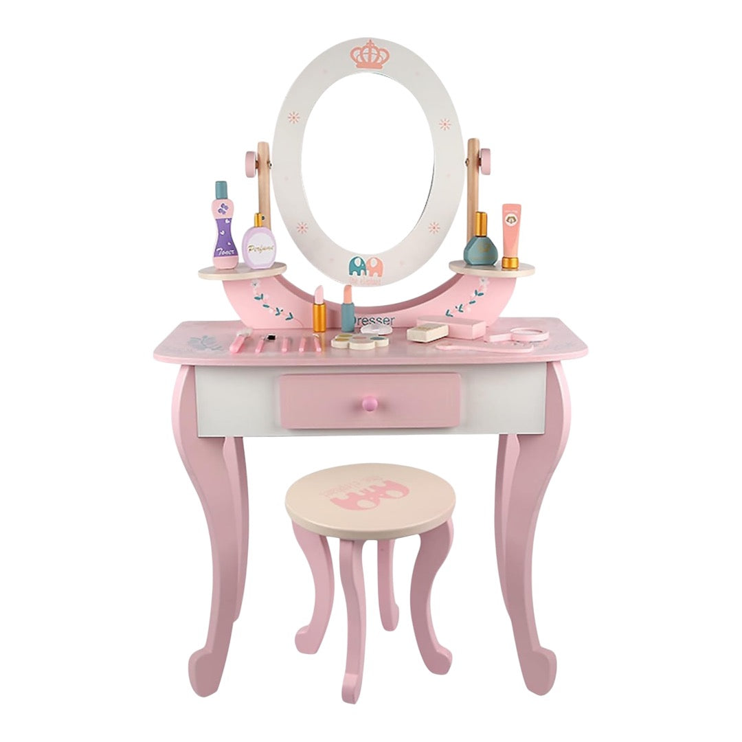 Generic
Toddler Fantasy Vanity Beauty Dresser Table Play Set with Chair, Fashion & Makeup Accessories for Kid and Pretend Play, Toy,Wooden Dressing Table And Stools, Dresser Table,3,4,5 Age Kids (PINK)