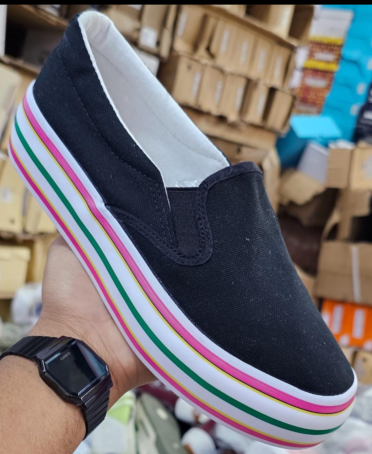 Ladies Multicoloured Slip On Sneakers