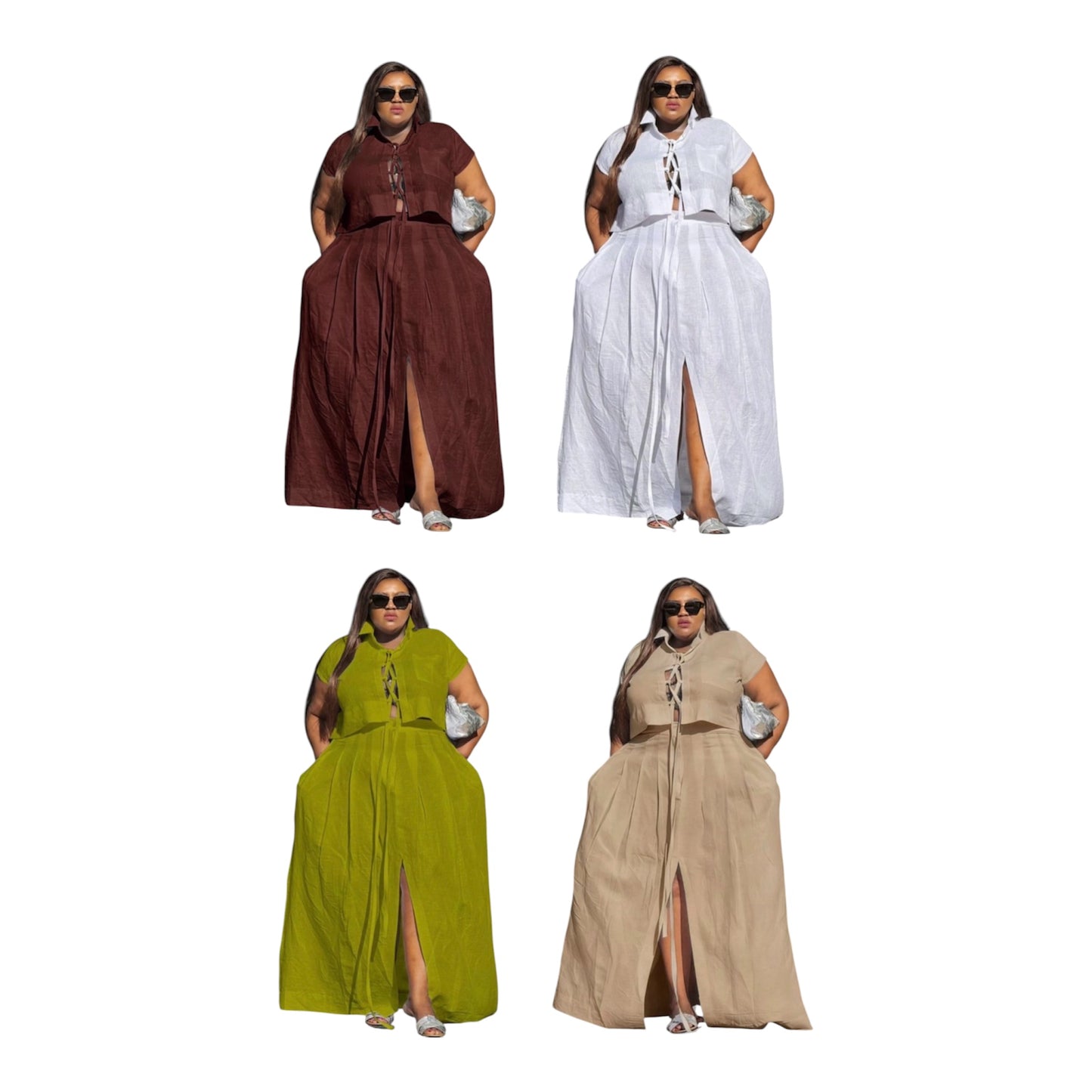Ladies Plus-Size Summer 2pc Dress-Various Colours