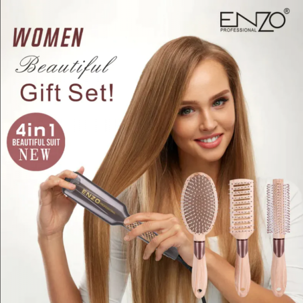 ENZO Titanium Plates Ceramic Hair Straightener 4 in1