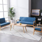 Nordic Sofa Set Solid Wood 4PC - 6 Seater Soft Simple Living Room Wooden Sofa Inc Table - Blue