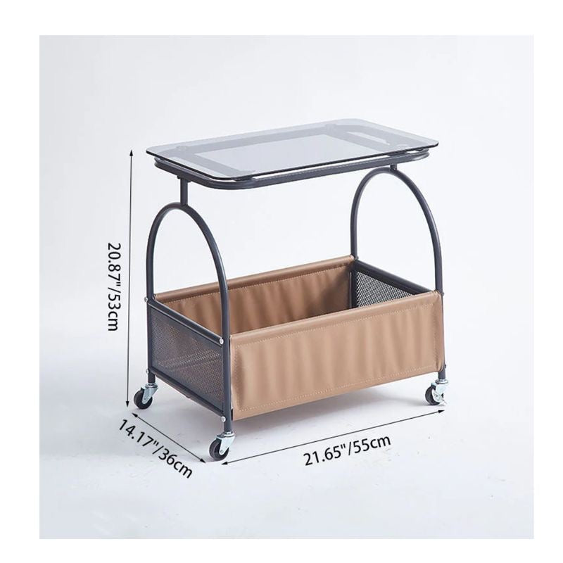 MFurn Side Table With Wheels &  Storage Basket