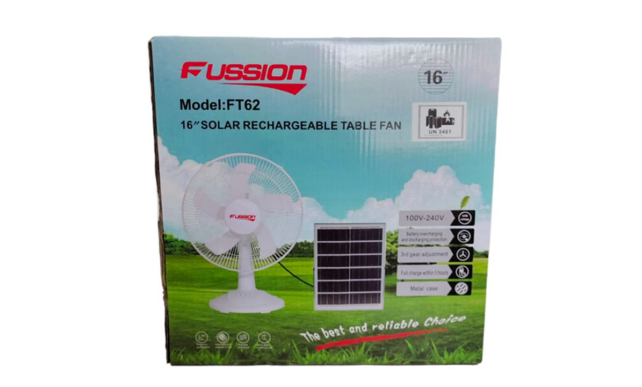 FUSSION Solar Rechargeable Table Fan 16inch
