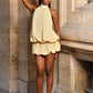 Ladies Halter Neck Chiffon Mini Dress-Various Colours