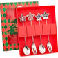 MHome Christmas Dessert Cutlery Spoon & Fork Set 4pc in Gold or Silver Options