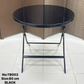 MFurn Round Glass Top Folding Table – Black Iron Frame (Various Sizes)