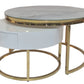 MFurn Living Room End Tables, Firm Durable Sofa Tables Office Living Room Decoration Nesting Tables White Marble/Wrought Iron Frame